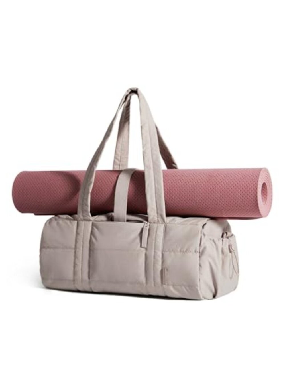 Quilted Gym Bag with Yoga Mat Holder, Wet & Dry Pocket, 15L